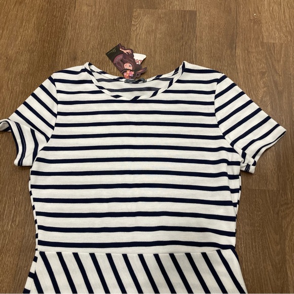 Striped Navy Blue and White Dress Medium - Picture 6 of 11